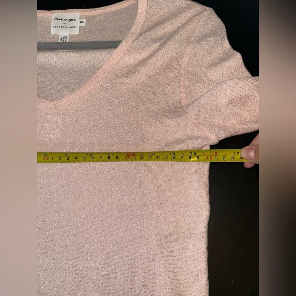 MICHAEL STARS for Anthropologie Tickle Pink Shine VNeck Long Sleeve Tee M/L NWOT - Picture 5 of 6